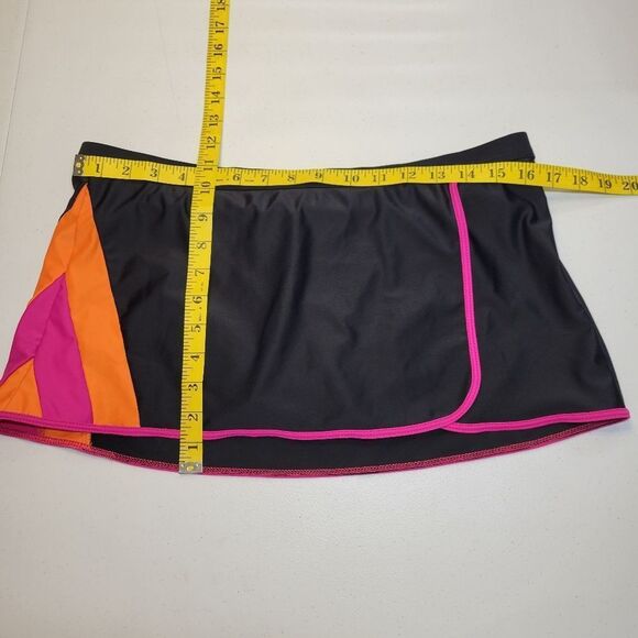 VM Sport Vintage 90s Vibrant Pink and Orange Women's Swimsuit Set Bikini Skort - Picture 11 of 14